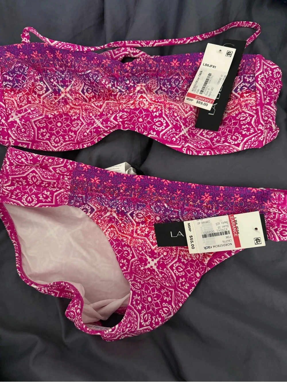 La Blanca Pink & Purple Paisley Bandeau Bikini Set